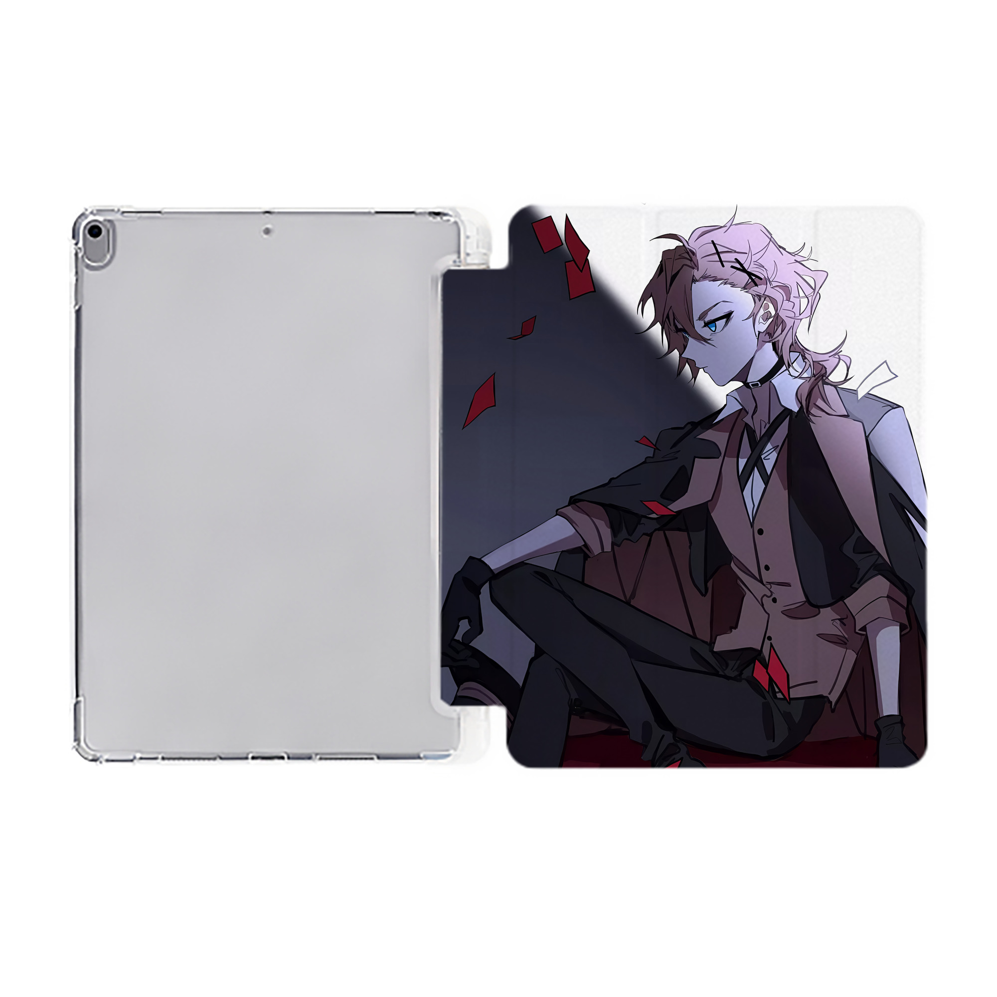 （画像用） 文豪ストレイドッグス Bungo Stray Dogs IPad ケース ペン収納付き 三つ折りスタンド PUレザー×シリコン 対応機種9.5/10.5/10.9インチ
